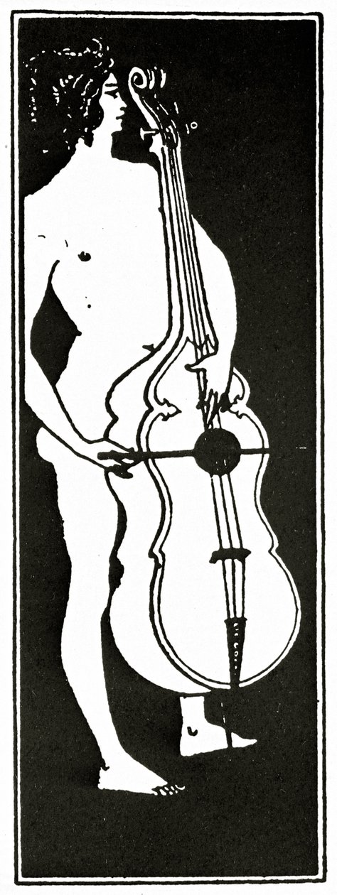チェロを持つ男、1894年頃 作： オーブリービアズリー