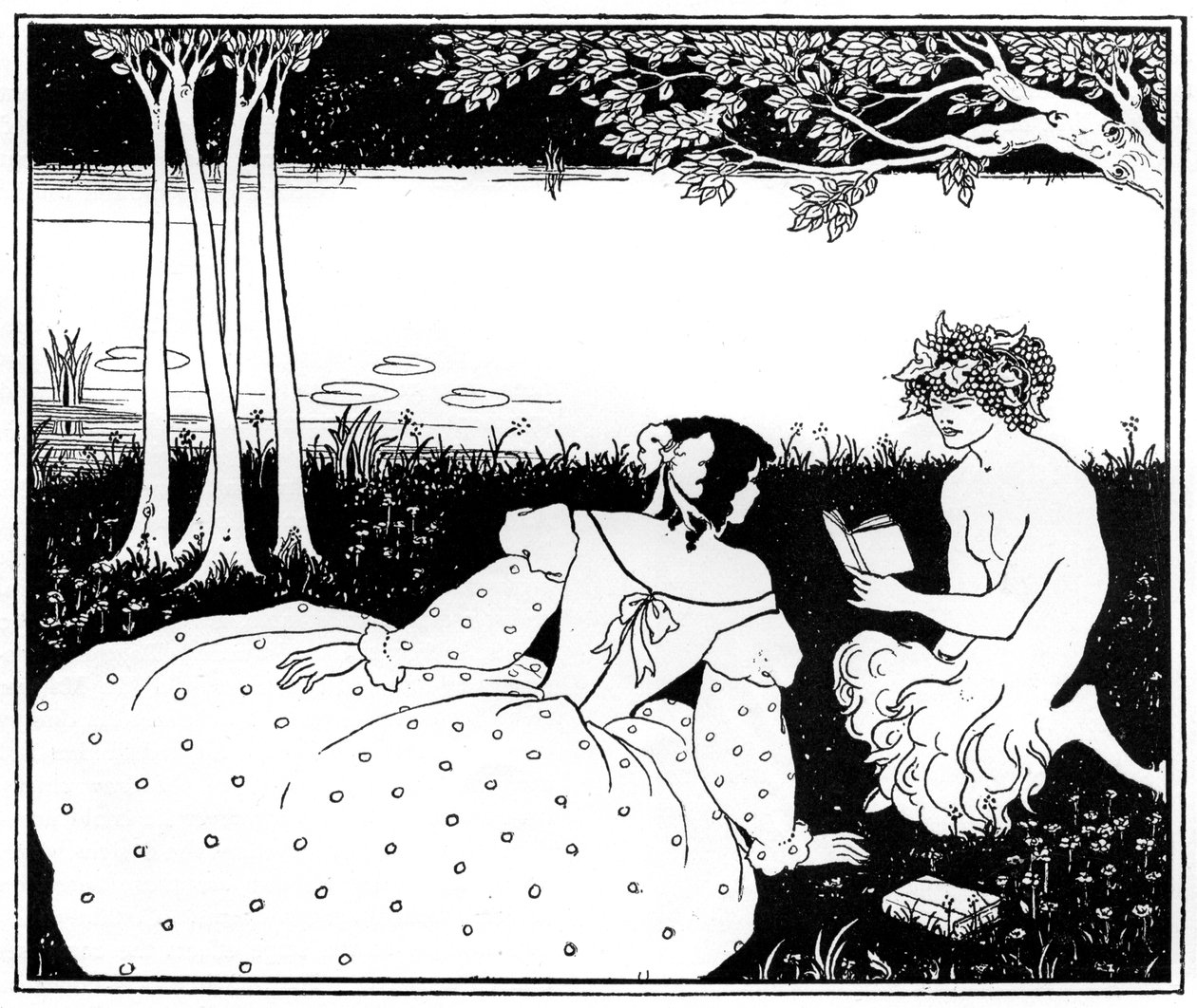 1898年、小川で女性にパンを読んでもらいました。 作： オーブリービアズリー