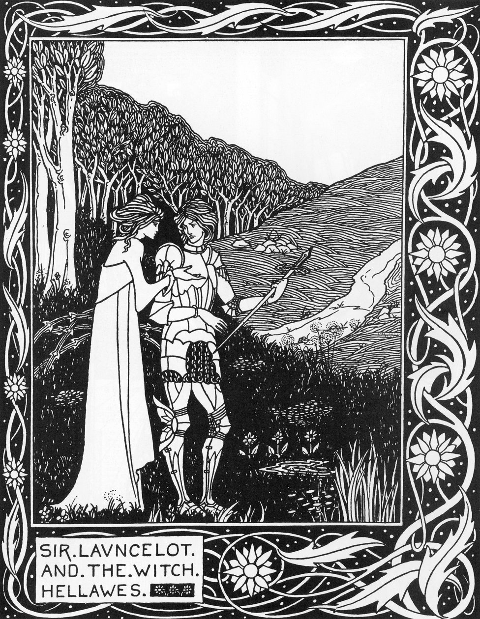 Sir Launcelot and the witch Hellawes（ランスロット卿と魔女ヘラウェス）Aubrey Beardsley（1872-1898）によるイラスト（Thomas Malory