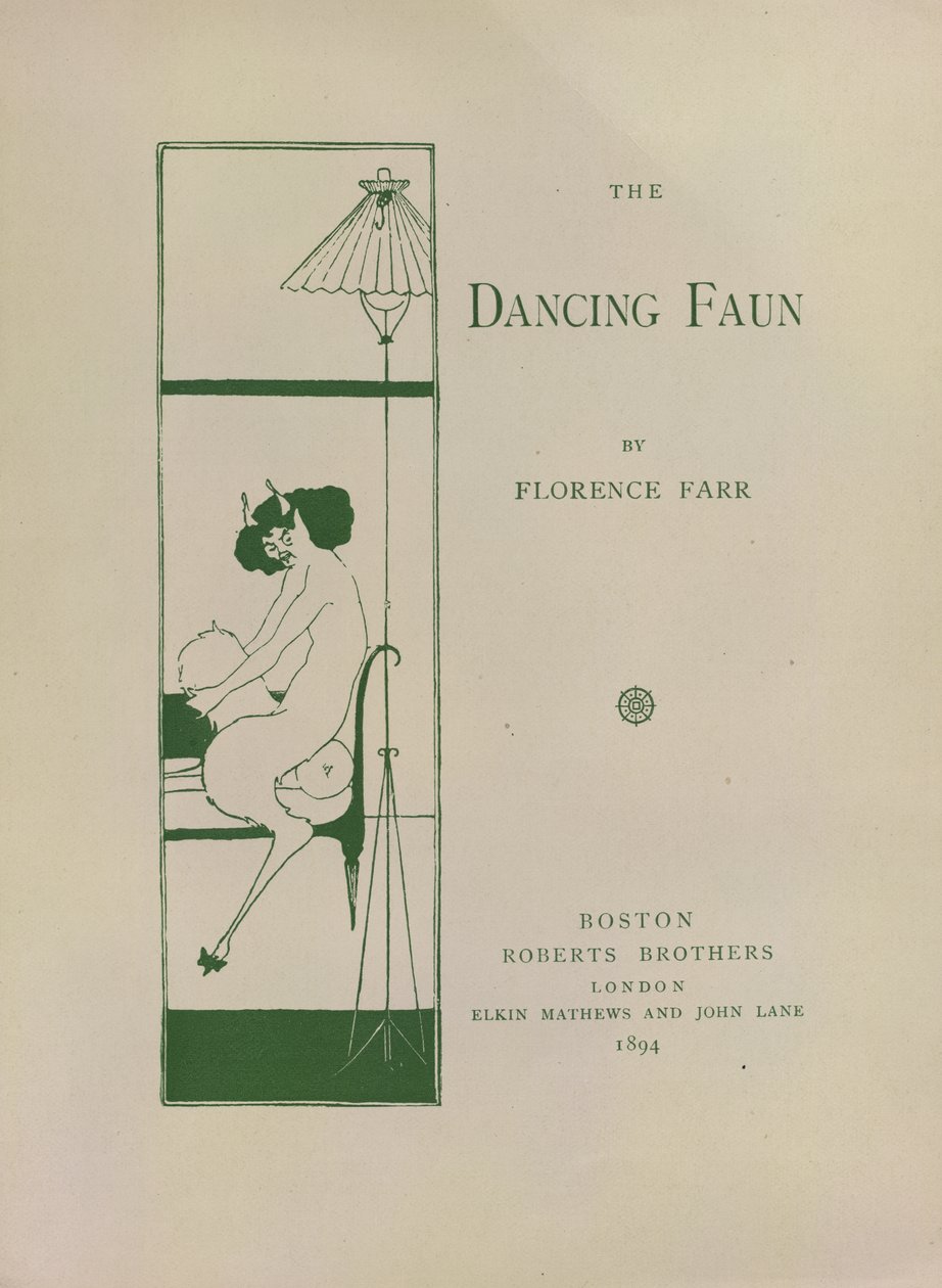 The Dancing Faun, フローレンス・パーによる「The Dancing Faun」のブックペーパーを装飾。 画像の出典: Aubrey Beardsley が描いた 20 枚のミニチュア ポスター。 「キーノートシリーズ」のタイトルデザインを代表する.. Roberts Bros 発行: ボストン 作： オーブリービアズリー