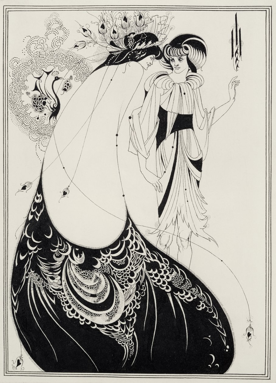 ピーコックスカート、 `Salome by Oscar Wilde（1854-1900）1893（黒いインクと紙に黒鉛）の英語版のイラスト 作： オーブリービアズリー