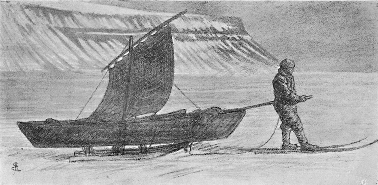 そりのある帆。ケープリトホーフェンの南。 1896年、1897年6月6日 作： オーガスト・アイバケ