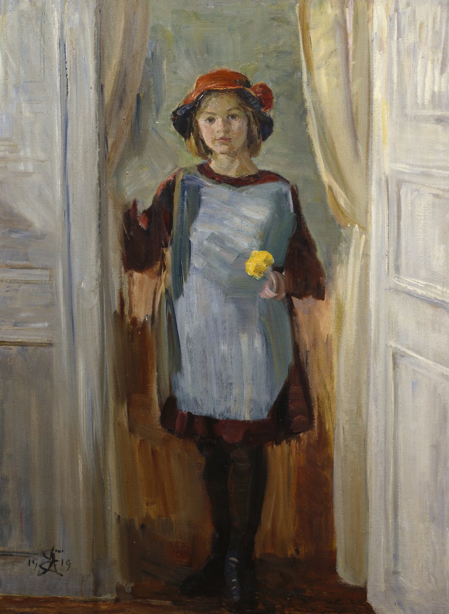 戸口の少女（マリア・エイバッケ）1918年（キャンバスに油彩） 作： オーガスト・アイバケ