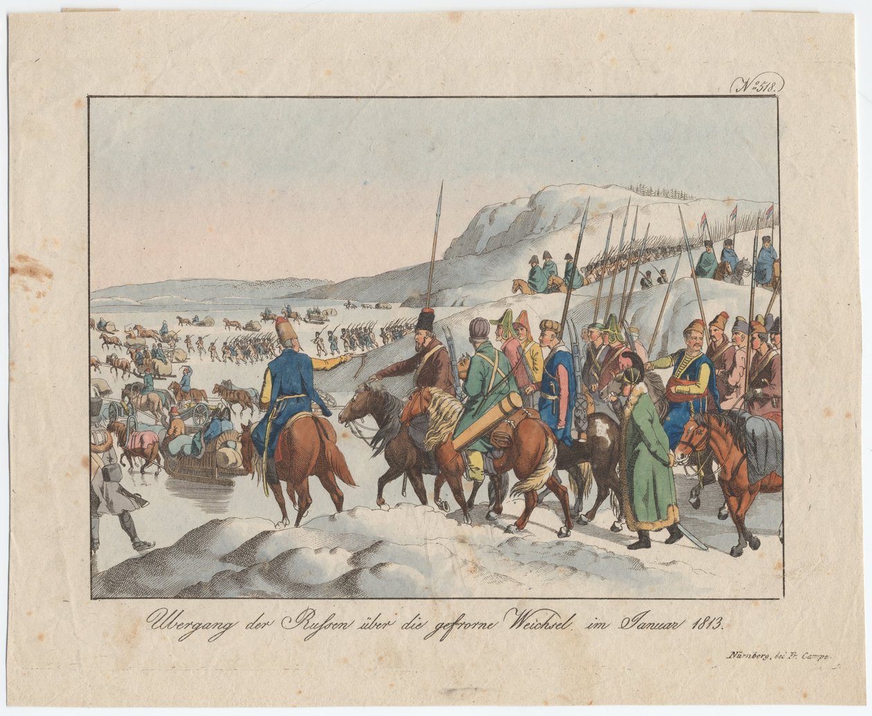 1813年1月にロシア軍がヴィスワ川を横断します。 1815 作： オーガスト・フリードリヒ・アンドレアス・カンペ
