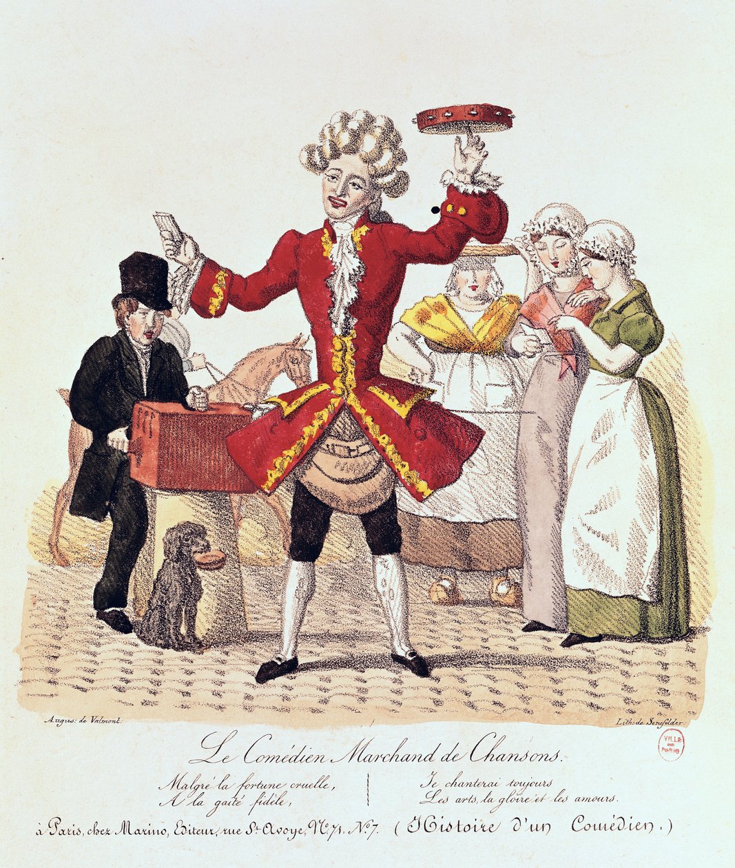 アロイスセネフェルダー（1771-1834）によって刻まれたストリートシンガー 作： オーギュスト・ド・バルモン