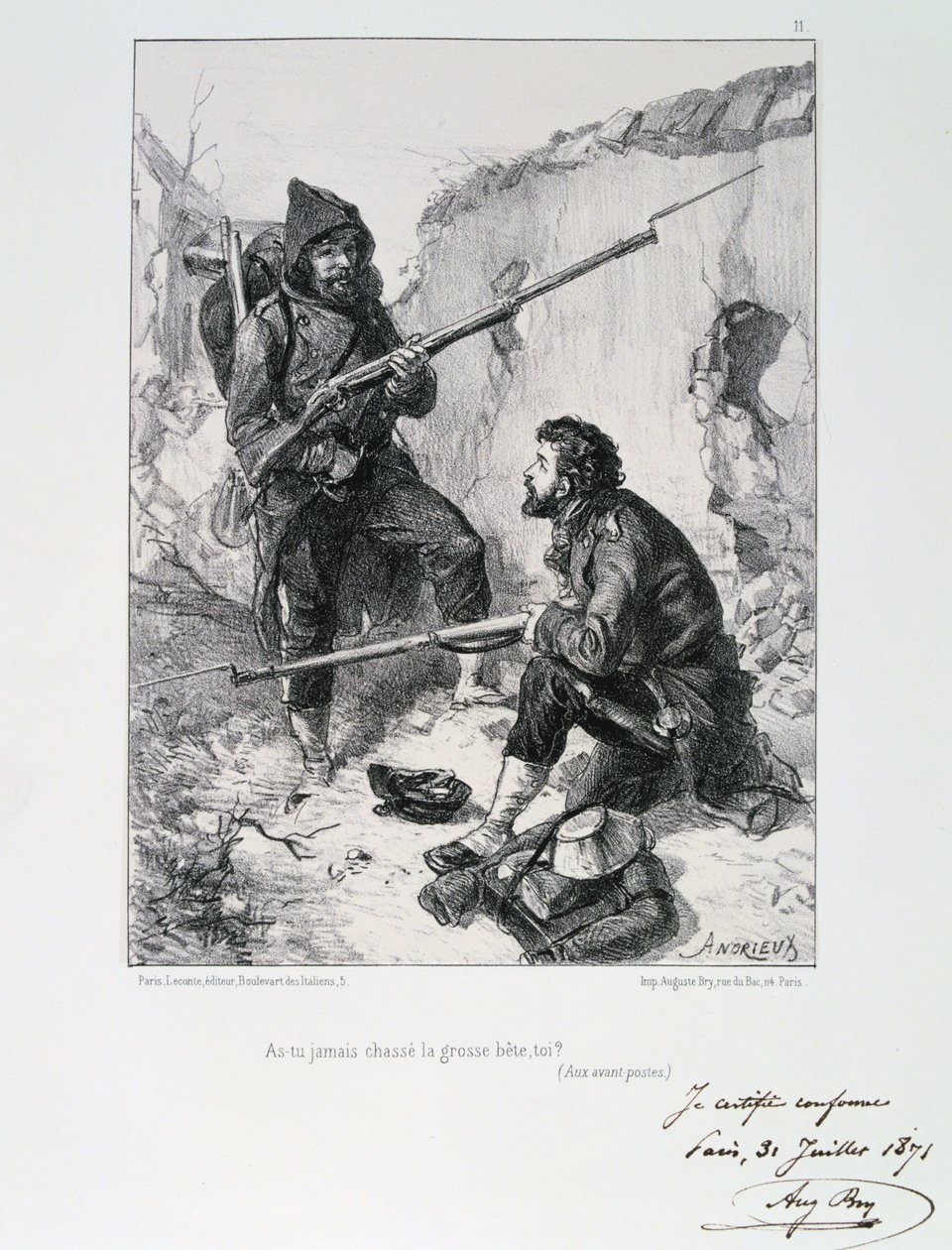 塹壕の中、パリ包囲戦、日仏戦争、1870-1871 1871 作： オーギュスト・ブリー