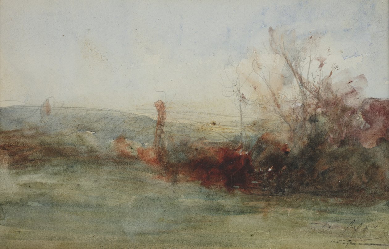 風景、c.1853-65（紙に水彩） 作： オーギュスト・フランソワ・ラヴィエ