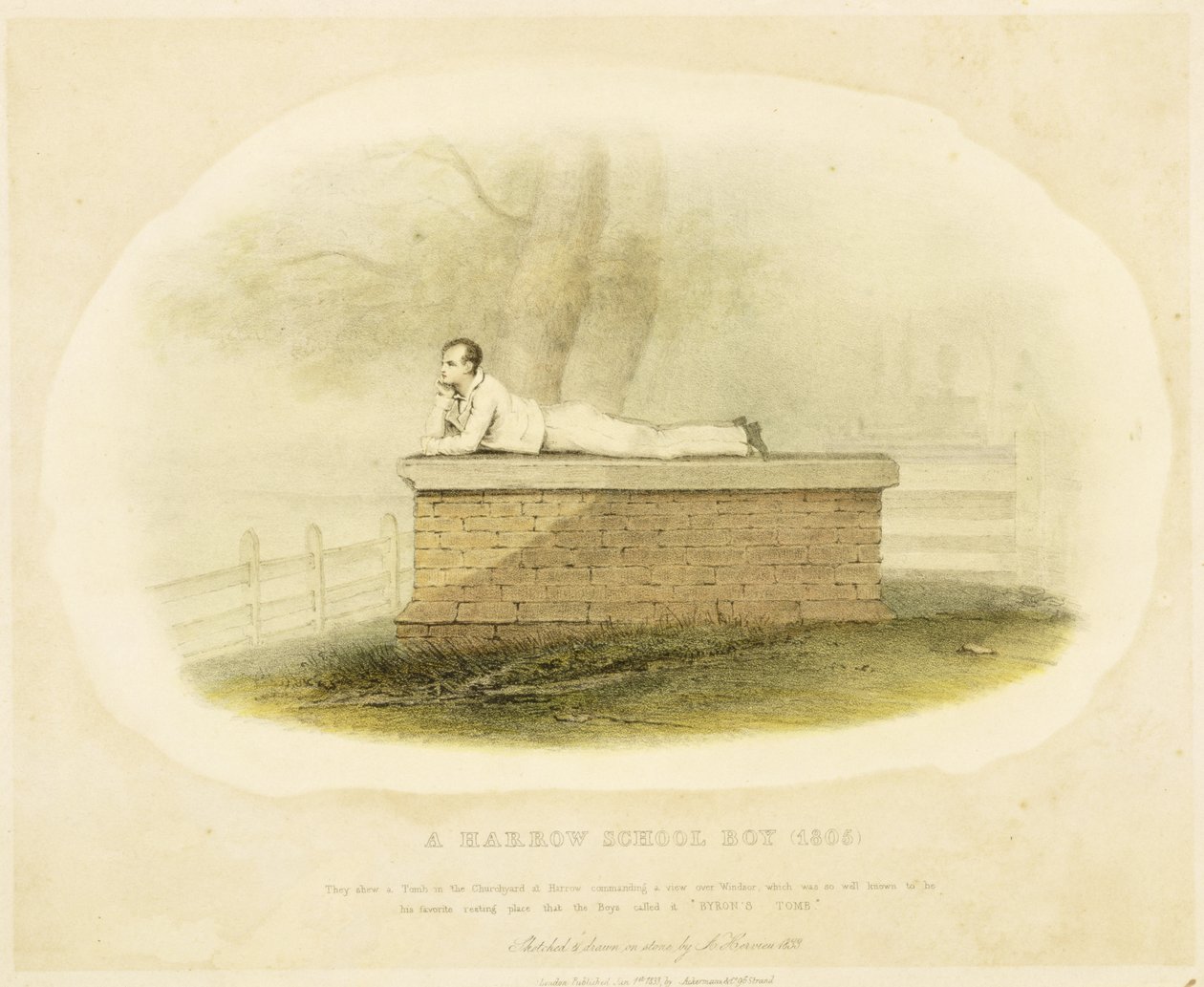 A Harrow School Boy（1805）-Lord Byron（1788-1824）、1833 作： オーギュスト・エルヴィウ