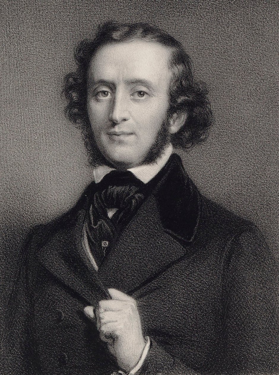 ピアニストで作曲家のフェリックス・メンデルスゾーン・バルトルディの肖像 (1809-1847)。 作： オーギュスト・ルモワン