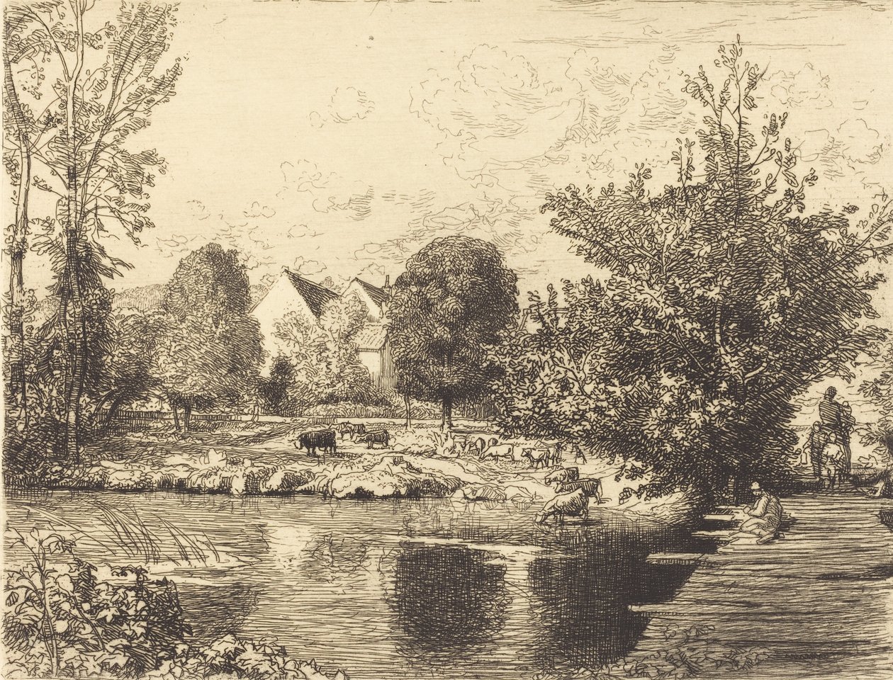 古い歩道橋、小さなモランの銀行 Vieille passerelle、bords du petit morin、1915 年。 作： オーギュスト・ルペール