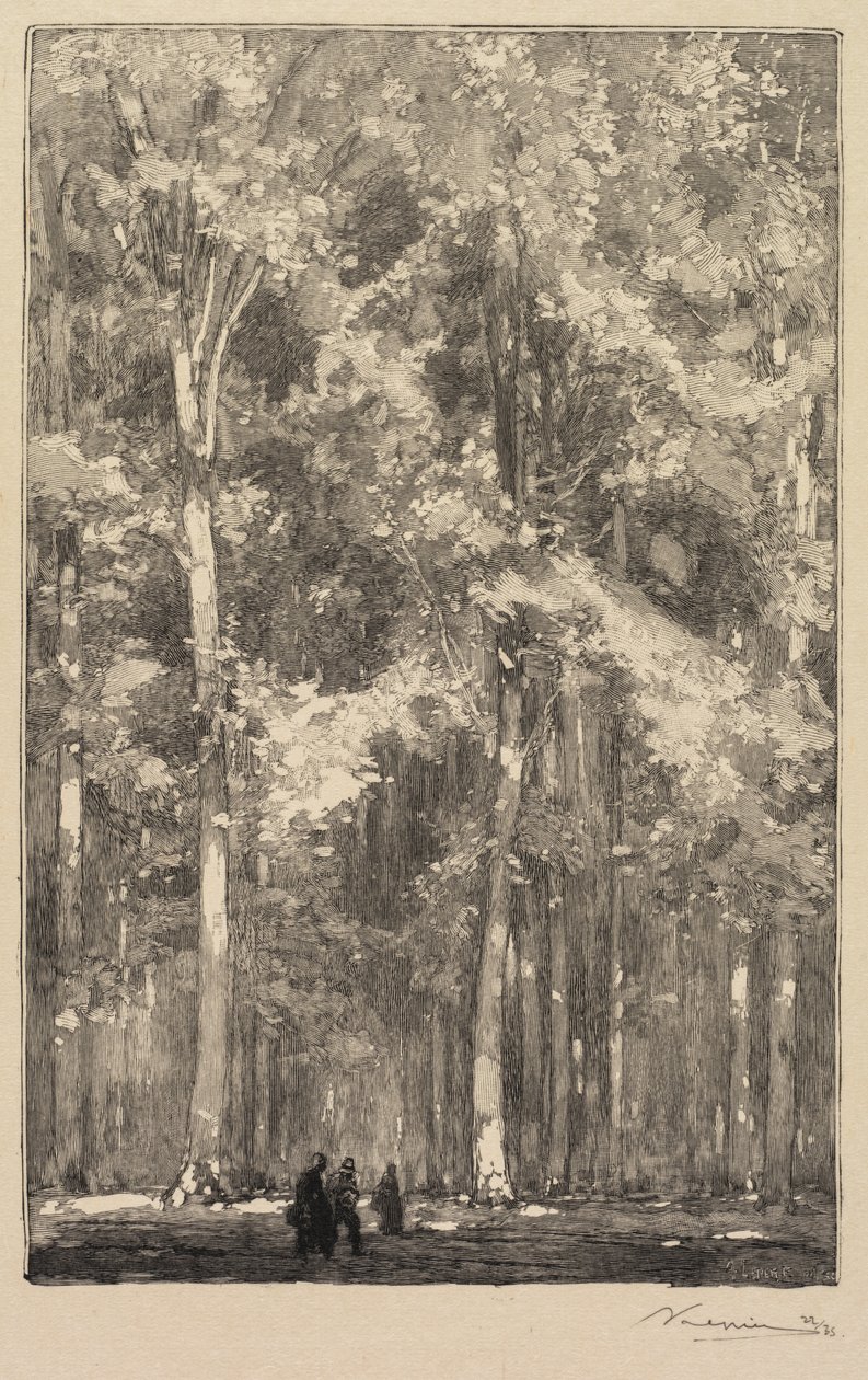 フォンテーヌブローの森: 朝、フォート・ド・マルロットのルートの交差点 (La Forêt de Fontainebleau: Le Matin, Carrefour des Fort de Marlotte) 作： オーギュスト・ルイ・ルペール