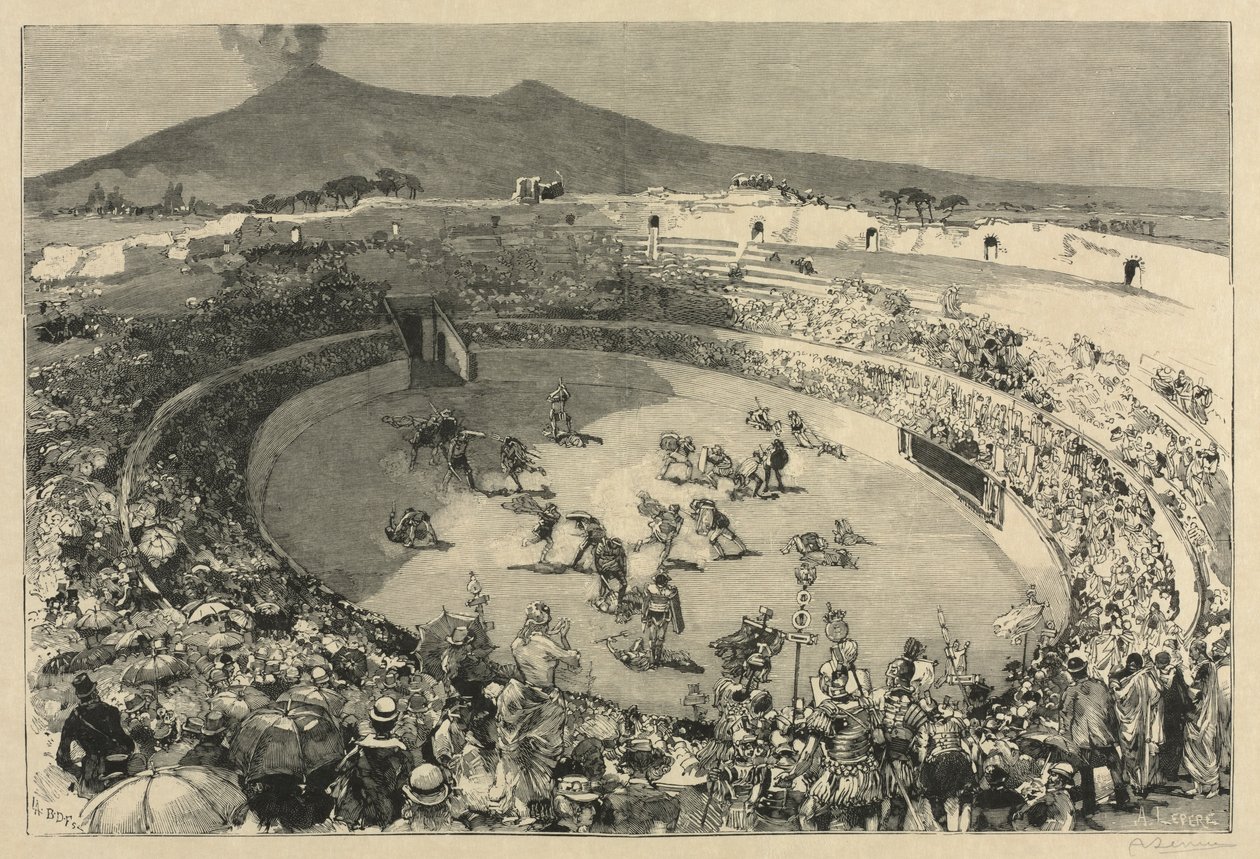 イタリア。ポンペイ祭、剣闘士のサーカス、1884年。 作： オーギュスト・ルイ・ルペール