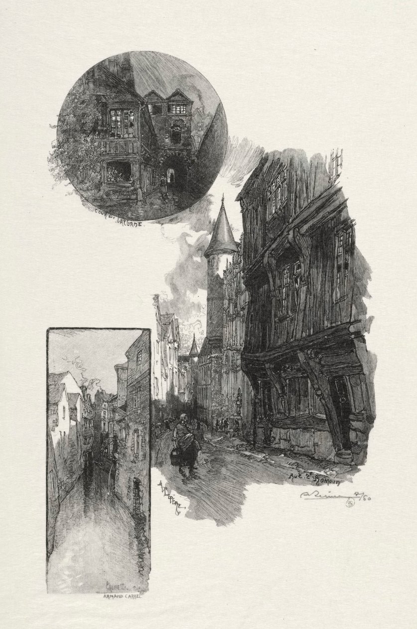 Rouen Illustrated：Cour de LAlbane、Rue Saint Romain、Laubette Rue Armand-Carrel、1896 作： オーギュスト・ルイ・ルペール