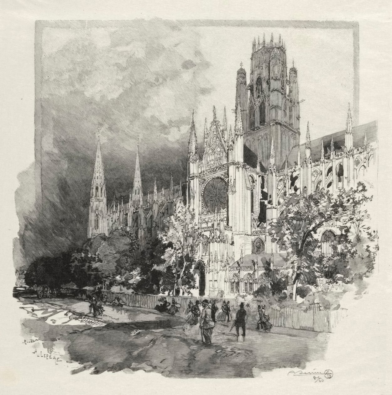 Rouen Illustrated：Eglise Saint Ouen、1896。 作： オーギュスト・ルイ・ルペール