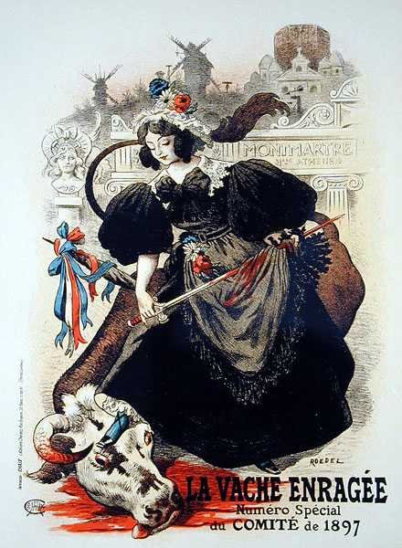 1897年委員会の特番「The Mad Cow」を宣伝するポスターの複製 作： オーギュスト・レーデル