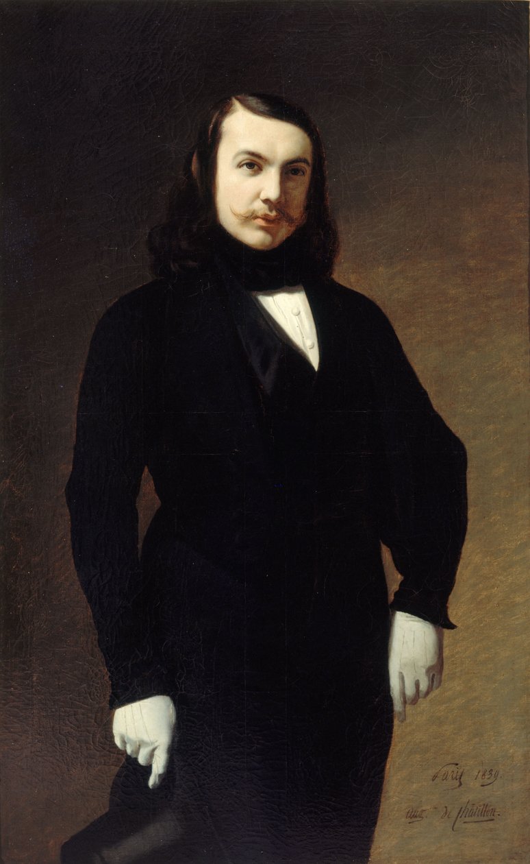 詩人テオフィル・ゴーティエの肖像、1811～1872年、1839年。 作： オーギュスト・ド・シャティヨン