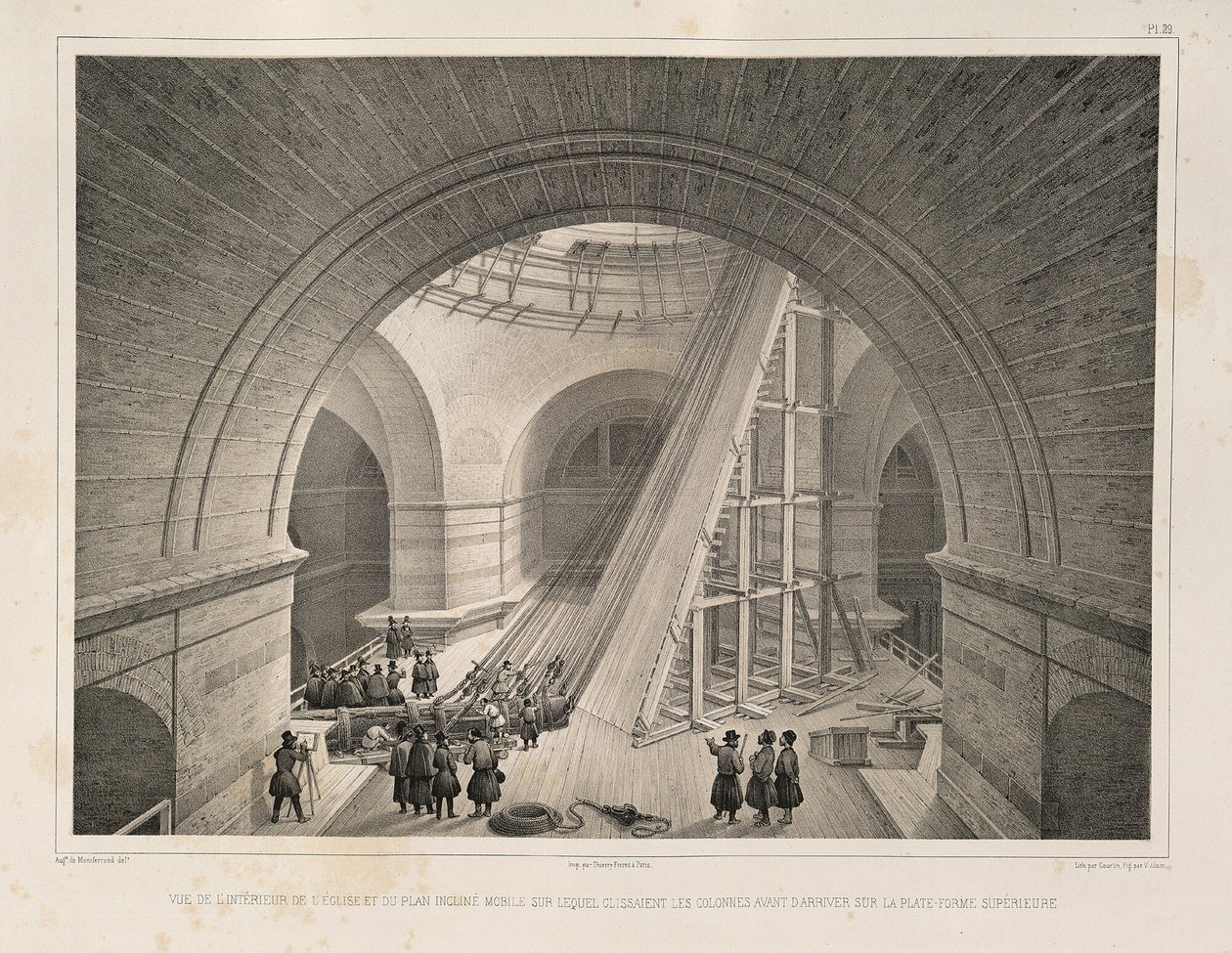 大聖堂とランプの内部ビューFrom：The Construction of the Saint Isaacs Cathedral、1845 作： オーギュスト・ド・モンフェラン