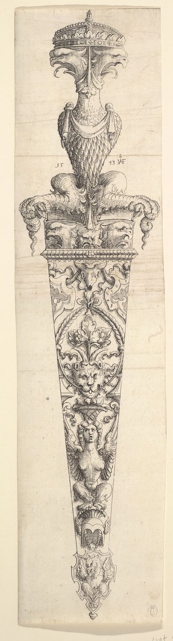 短剣と鞘のデザイン、1543年。 作： オーガスティン・ヒルシュフォーゲル