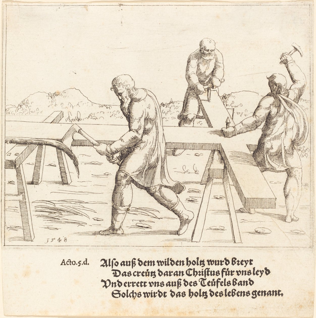 十字架の準備、1548年。 作： オーガスティン・ヒルシュフォーゲル