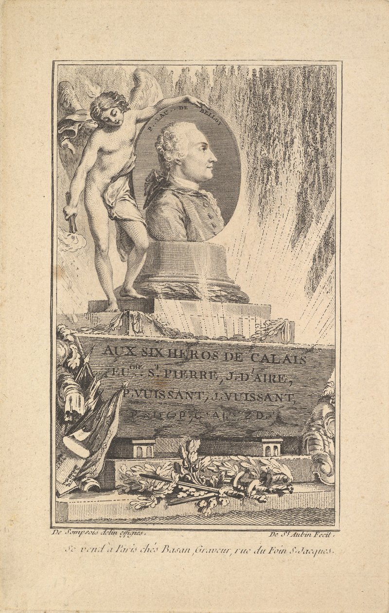 ピエール・ローラン・ド・ベロイの肖像、ca。 1765年。 作： オーギュスタン・ド・サン・トーバン