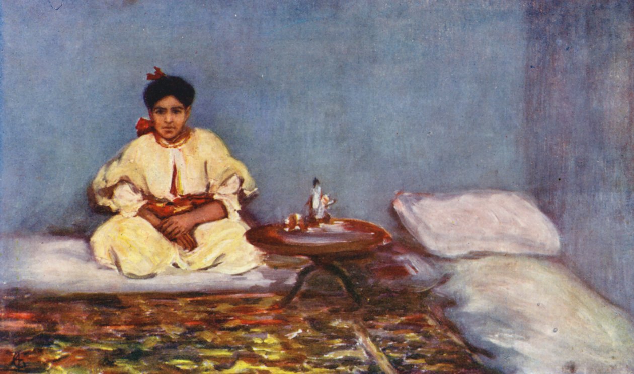 タンジェのユダヤ人街にて（カラーリトグラフ） 作： オーガスティーン・フィッツジェラルド