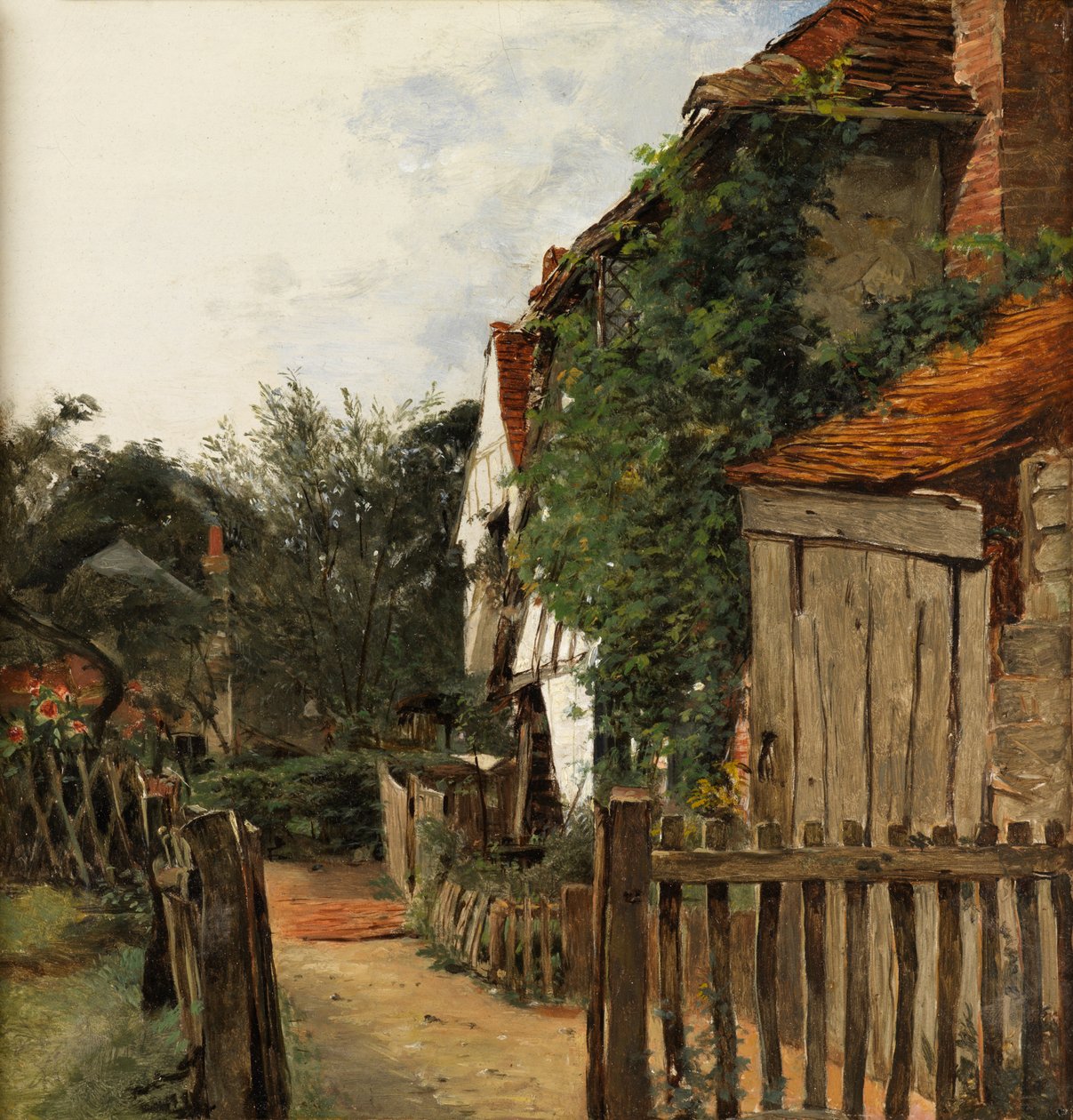 A Cottage Garden（油彩・パネル 作： オーガスタス・レオポルド・エッグ