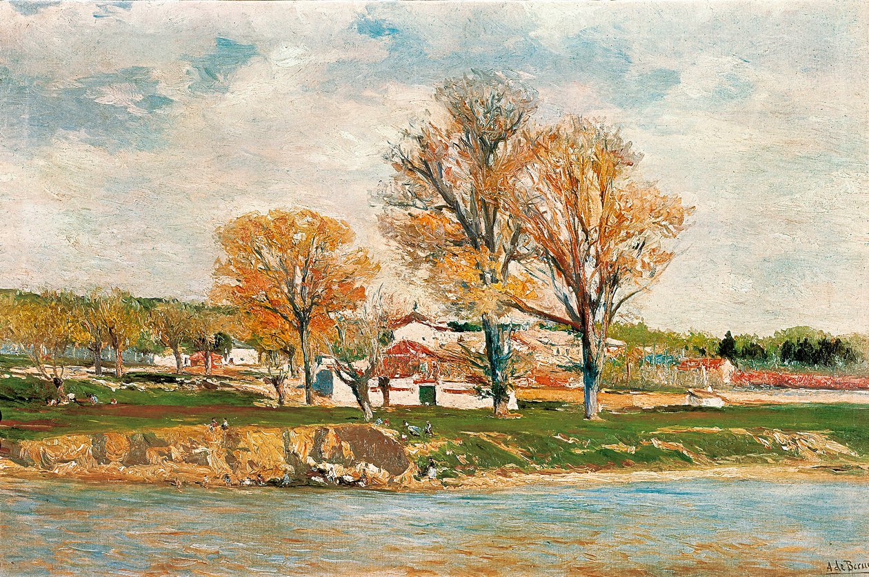 "マンサナレス川のほとり" Aureliano de Beruete Y Moret（1845-1912）の絵画。キャンバスに油彩。 作： アウレリアーノデベルエテ
