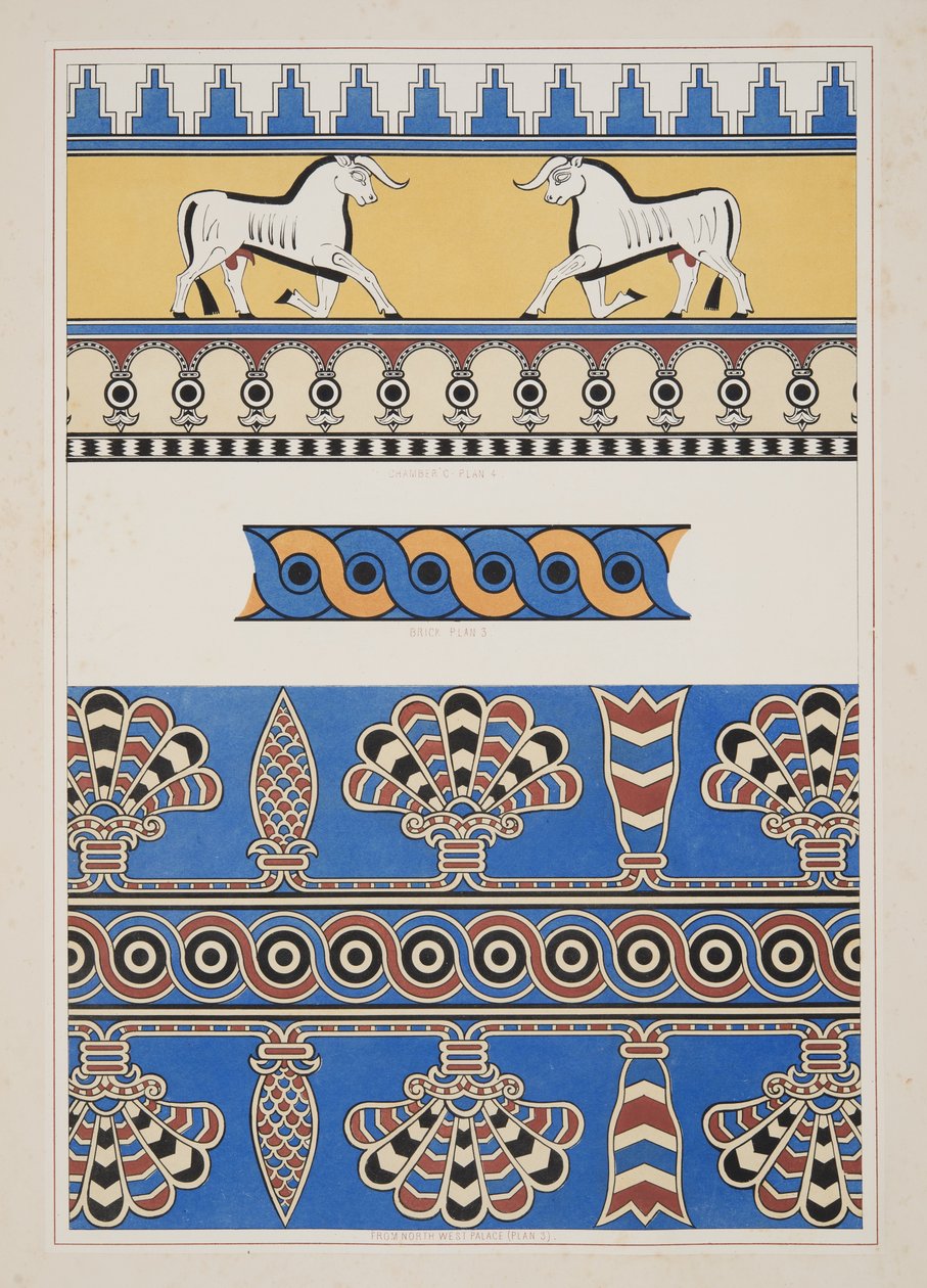Nimroud、Ninevehの記念碑、パブからの塗られた装飾品。 1849 作： オースティン・ヘンリー・ラヤード