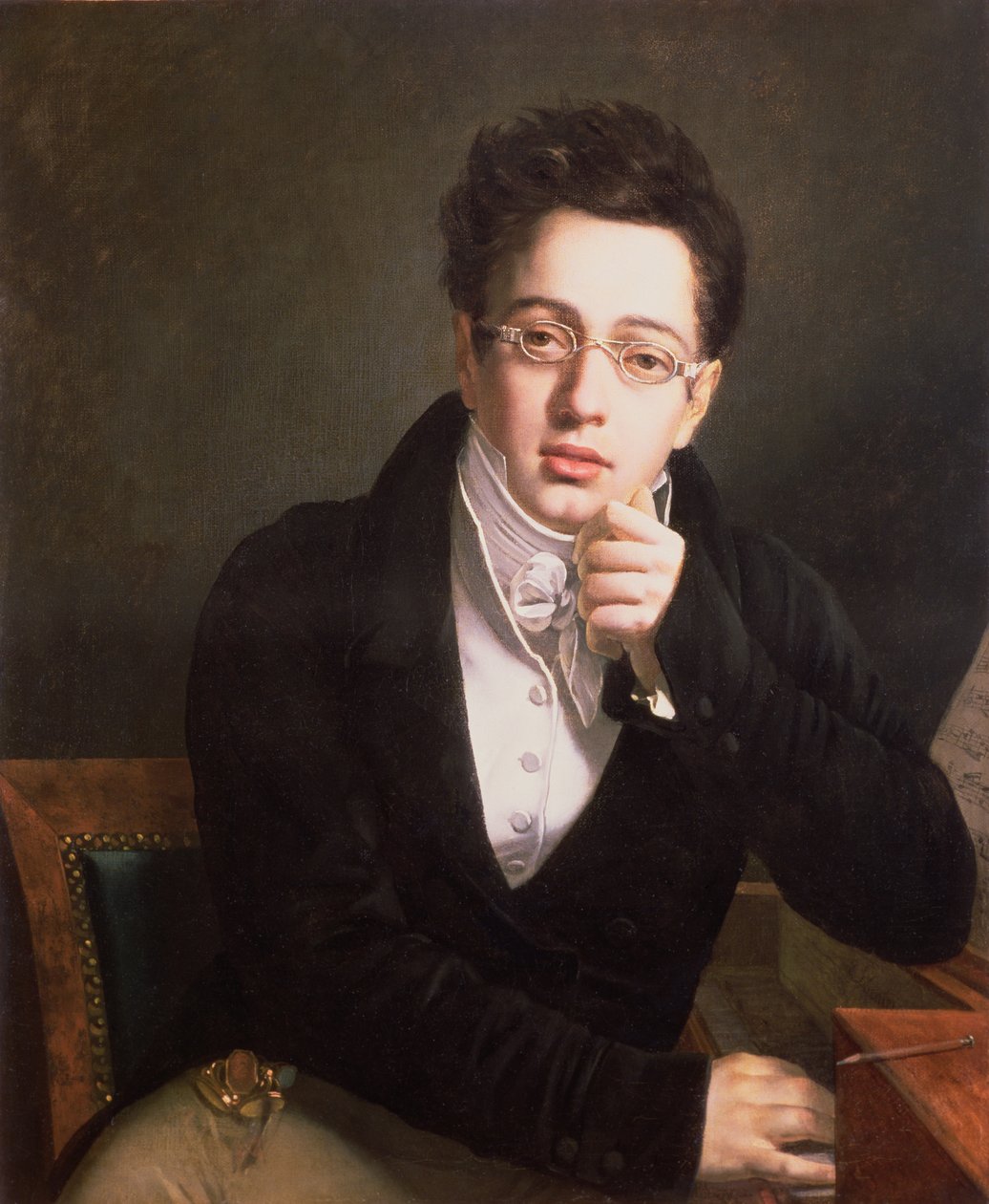 フランツ・シューベルト（1797-1828）の肖像、オーストリアの作曲家、17歳、1814年頃 作： オーストリア学派