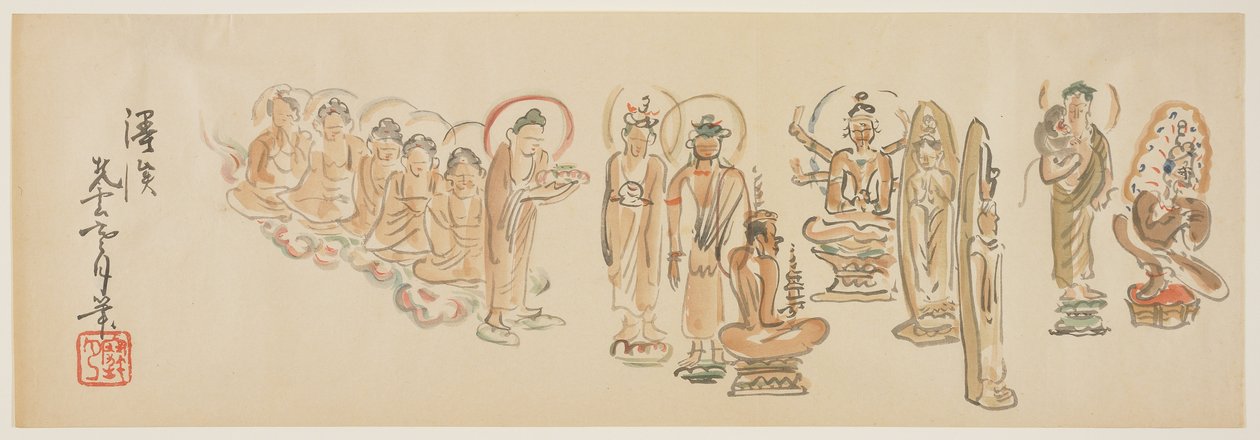 （浅草観音似顔絵D）、c。 1900 作： 淡島かんげつ