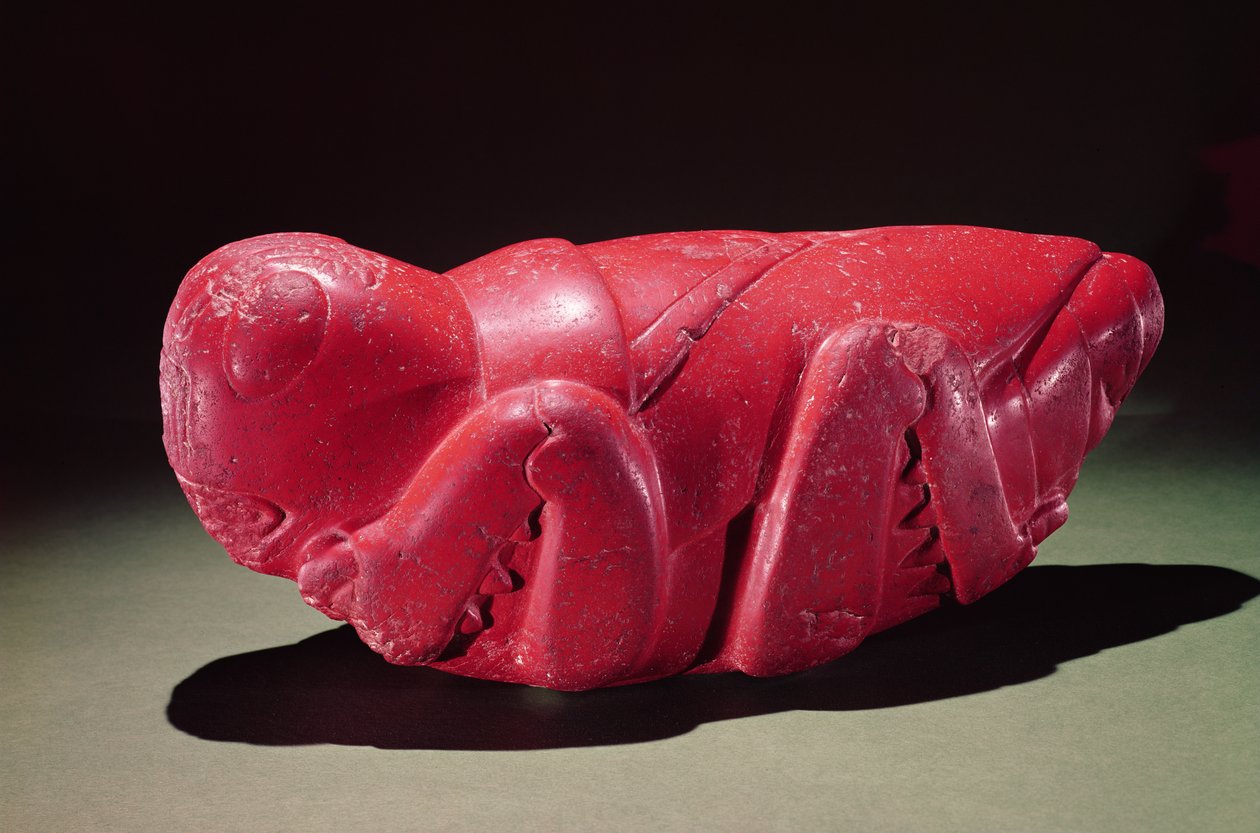 メキシコ、チャプルテペックのグラスホッパー、1500年頃（カーネライト） 作： アステカ