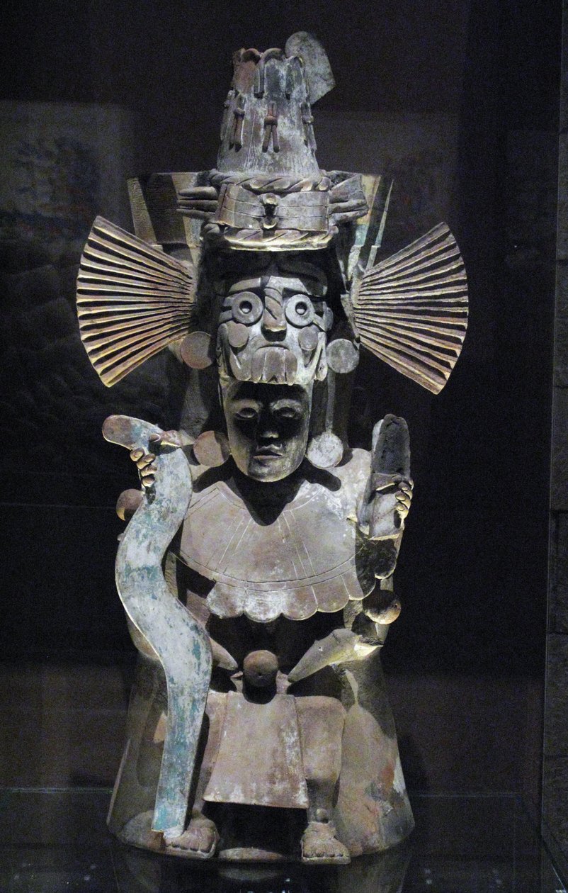 神トラロック、トラウアク、後古典期後期、1500年頃の形の香炉 作： アステカ