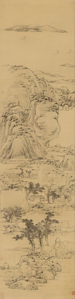 Ni Zan（1301-1374）のスタイルの風景 作： バダ・シャンレン
