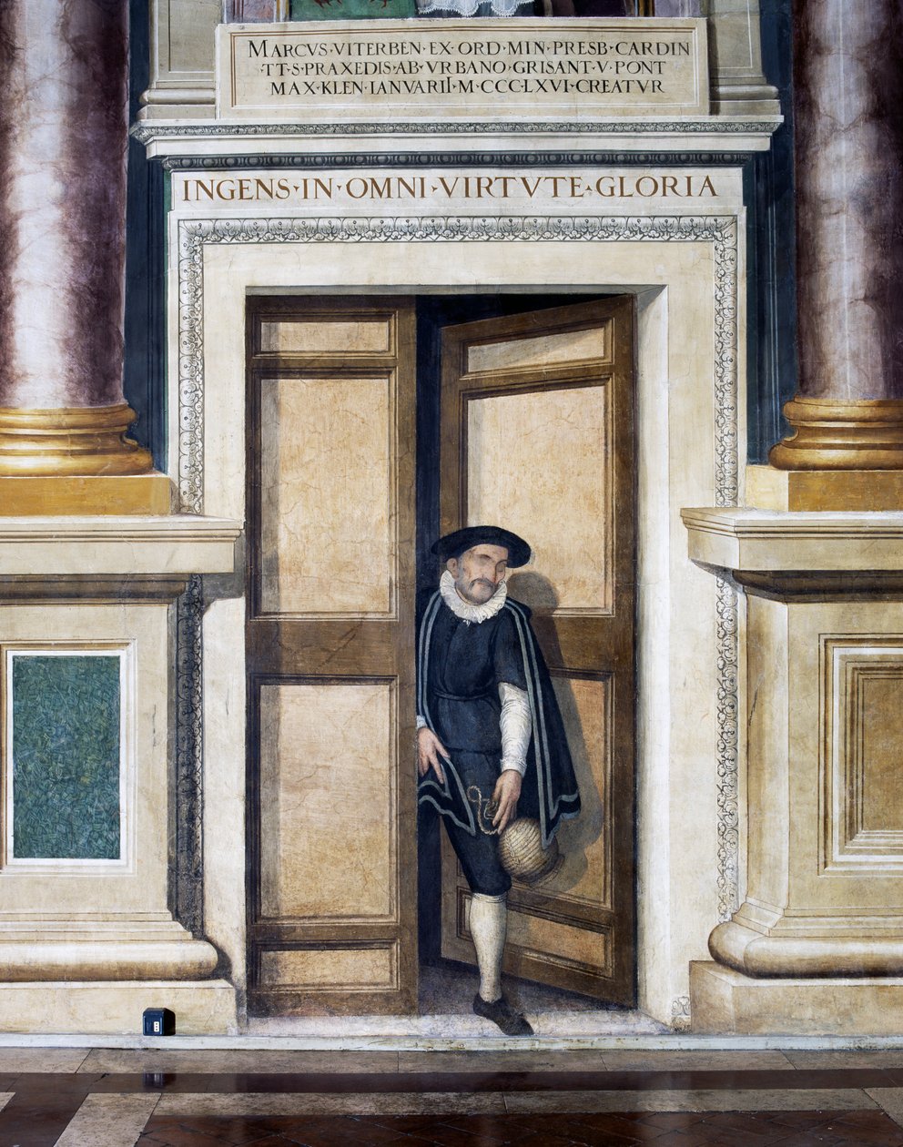 偽のドア (16 世紀)、Baldassare Croce (1558-1628) 作、フレスコ画、リーガル ルームの南壁、市庁舎、ローマ、ラツィオ州、イタリア 作： バルダッサーレクローチェ