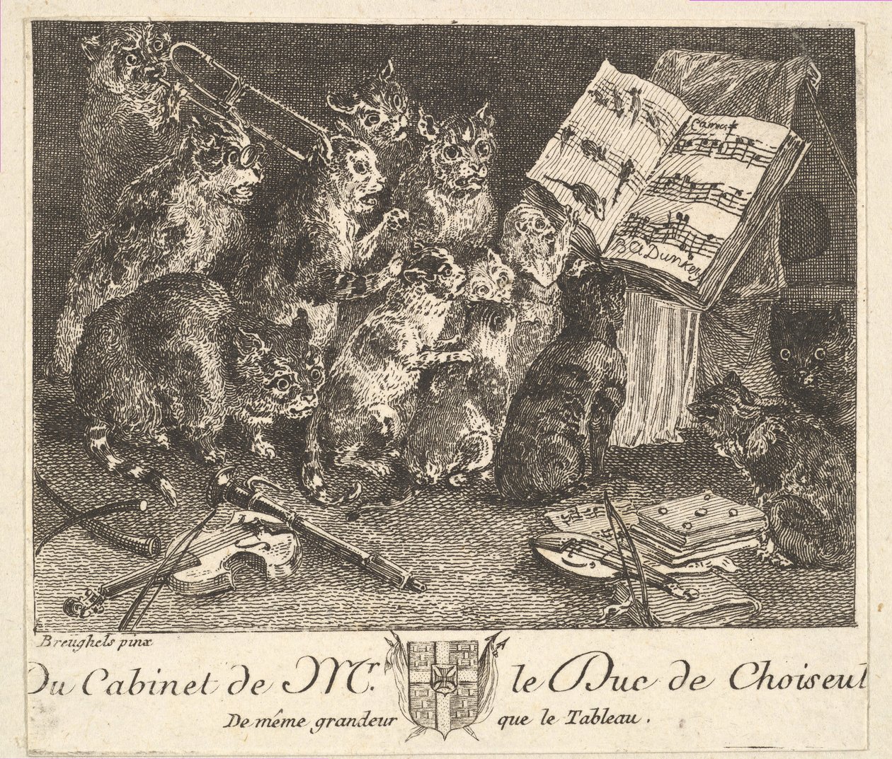 猫のコンサート、1771年以前のショアズール公のコレクションの絵の後。 作： バルタザールアントンダンカー