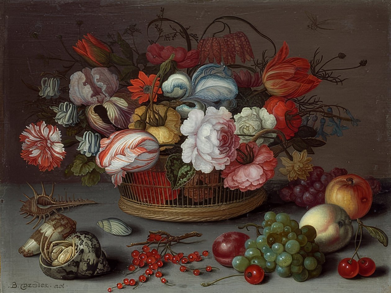 花のバスケット。 1622年頃 作： バルタザール・ファン・デル・アスト