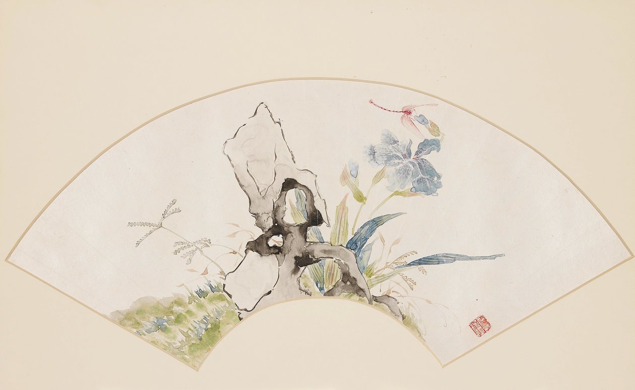 ユリ、岩、トンボ、19 世紀 1801 ～ 1900 年 作： 劉宝
