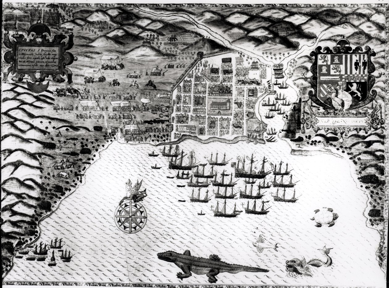 サンティアゴ、カーボベルデ、1589年（手描きの彫刻） 作： バプティスタボアツィオ
