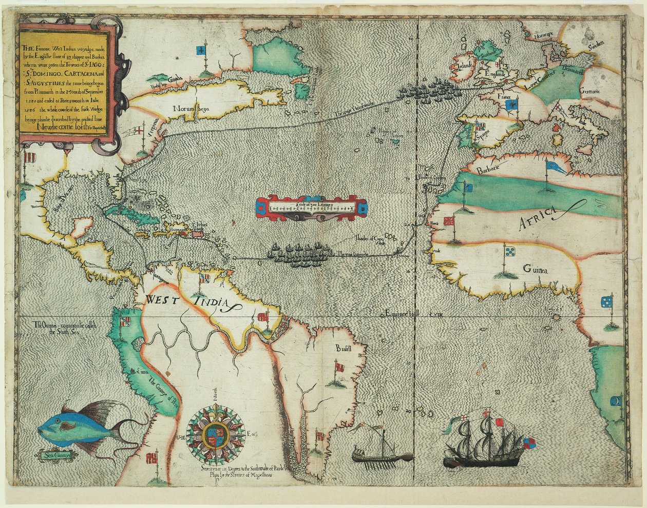 23隻の船と樹皮からなるイギリス船団が行った有名な西インド航海 作： バプティスタボアツィオ