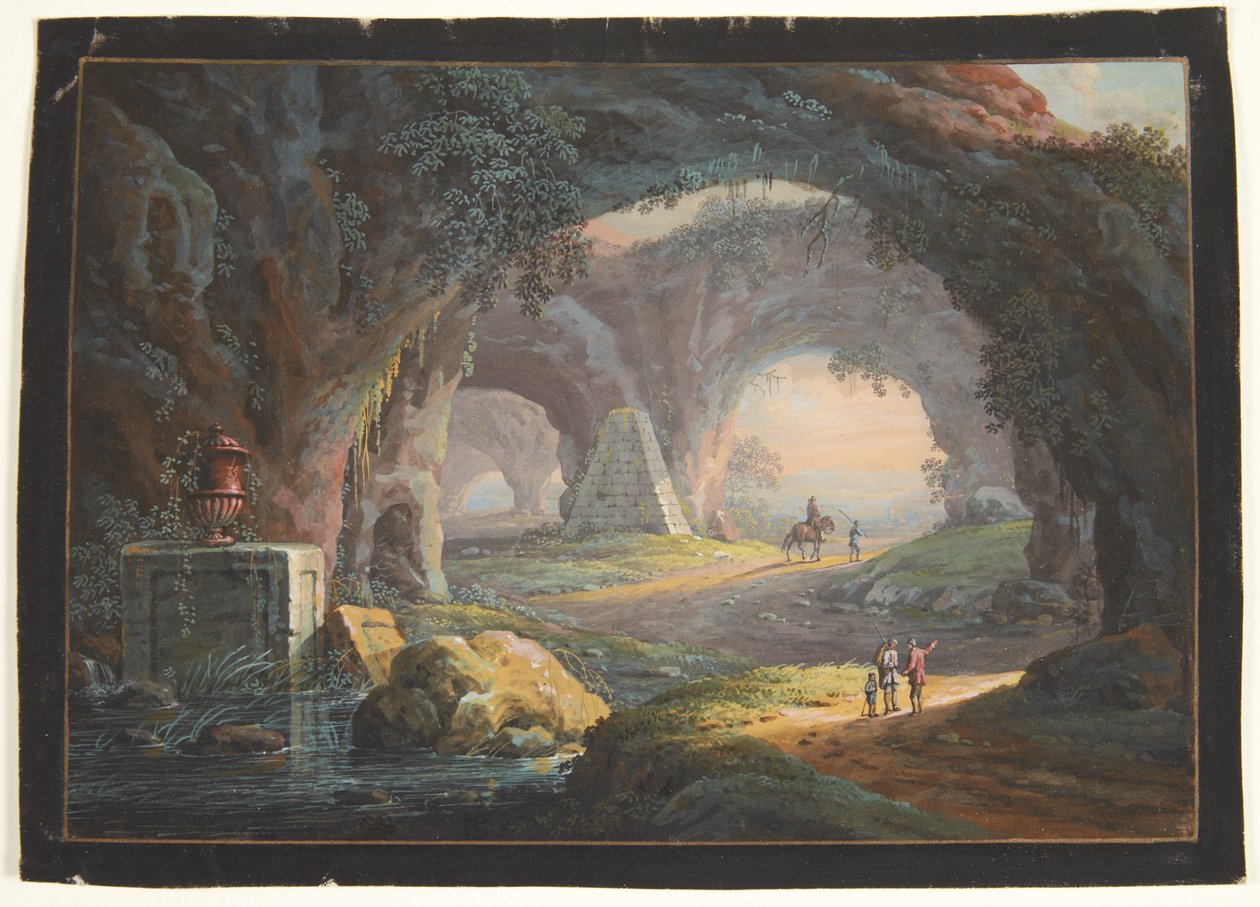 古代遺跡と人物が織りなす幻想的な風景