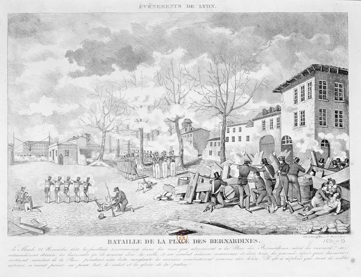1831年11月22日、1832年、リヨンのシルク労働者の反乱 作： バルドス