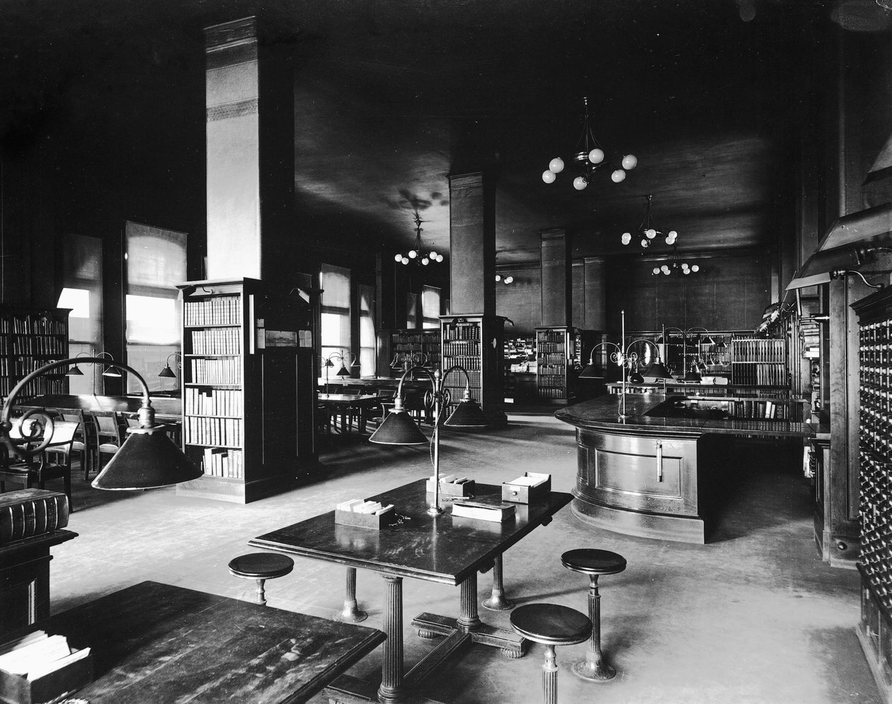 John Crerar Library, Chicago, Illinois, USA, c.1900 (b/w photo) 作： バーンズとクロスビー