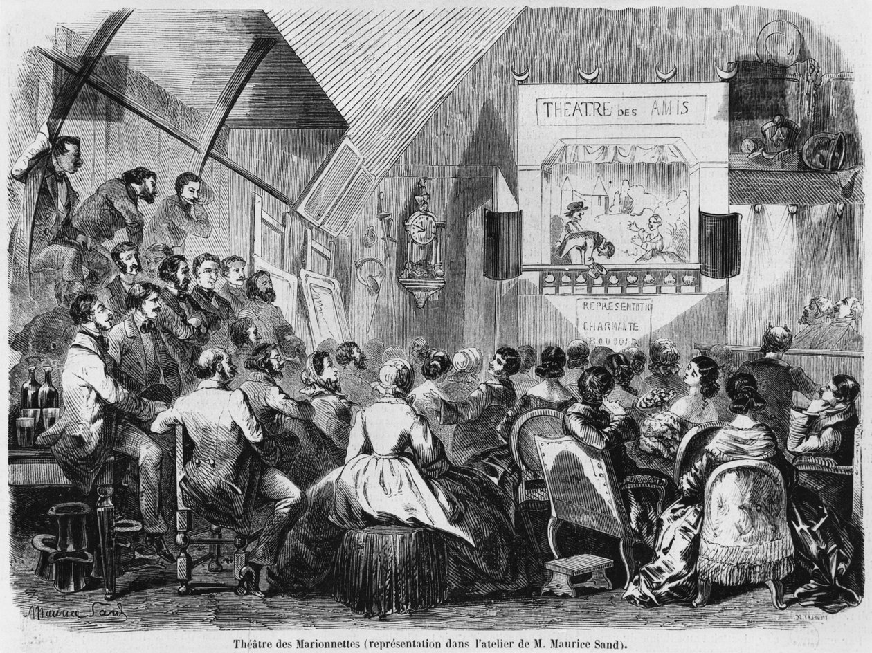 モーリスサンドのスタジオでの人形劇、1870 作： モーリス・サンド