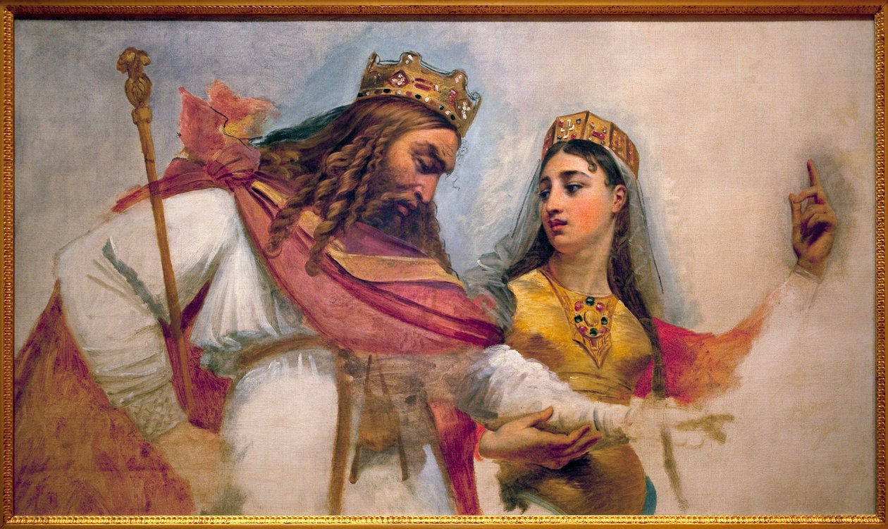 Clovis and Clothilde; フランク王国の王Clovis I（466-511）と、彼をカトリックに改宗させた妻Clothilde（St Clothilde）（475-545）。 作： アントワーヌ・ジャン・グロ男爵