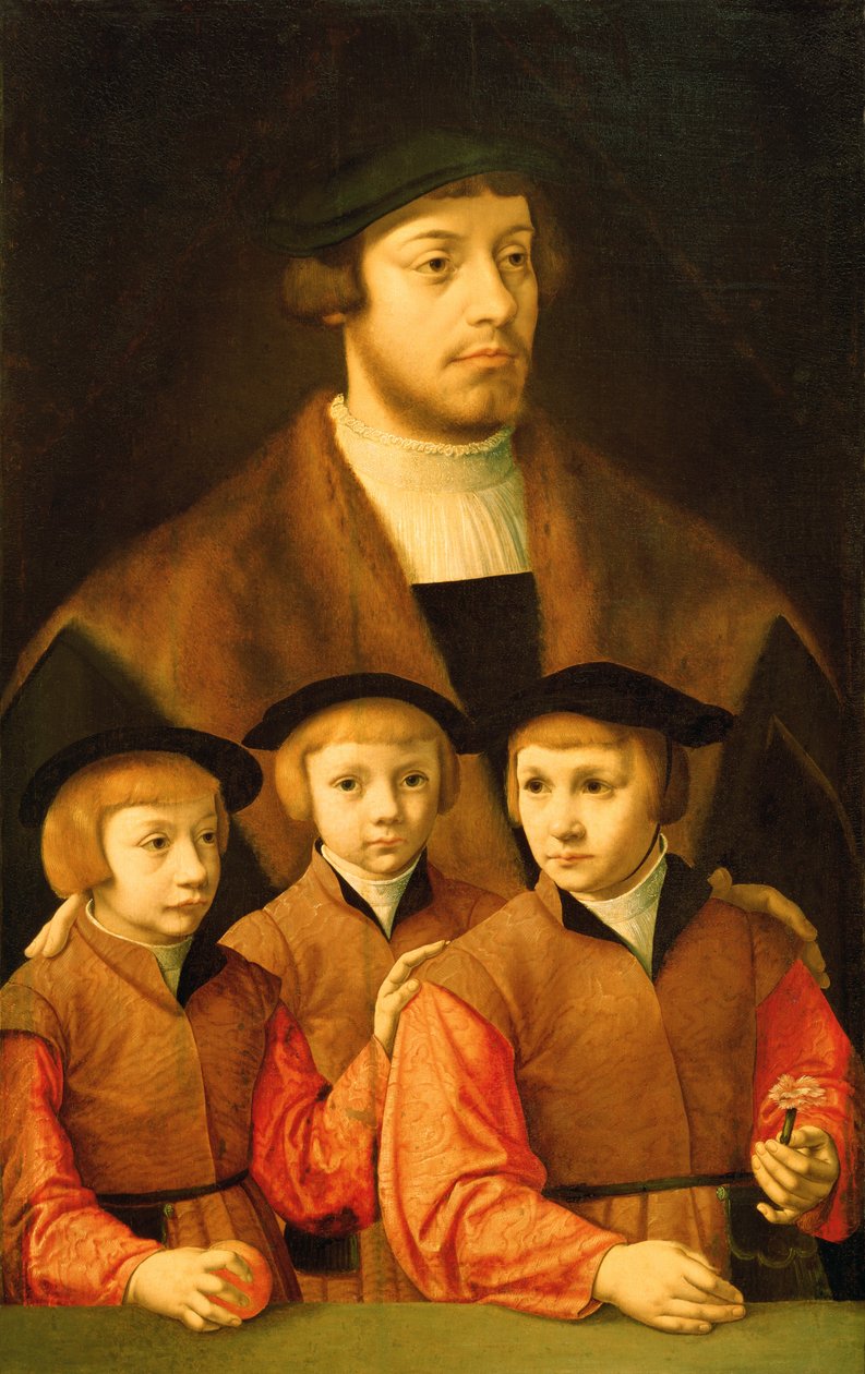 1530年代後半〜1540年代前半の男と3人の息子の肖像