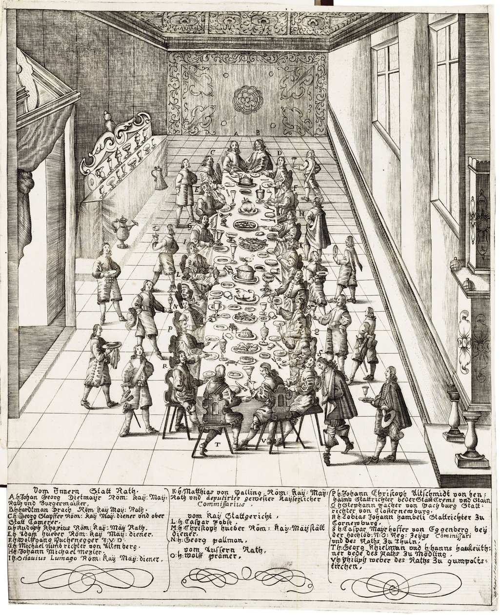 フェルディナンド4世（1633-1654）が1651年9月5日にウィーンで受けたローマ王、ハンガリー王、ボヘミア王への忠誠の誓いの際の祝宴 作： バーソロミューキリアン