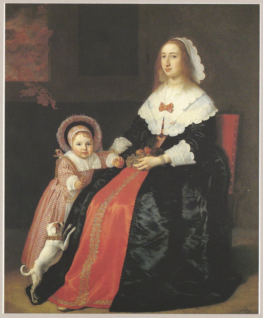 マルガレータ・クロエック（1617-1680）とピーテル・ヒュルフト（1643-1694）と思われる子供を連れた女性の肖像 作： バルトロメウス・ファン・デル・ヘルスト