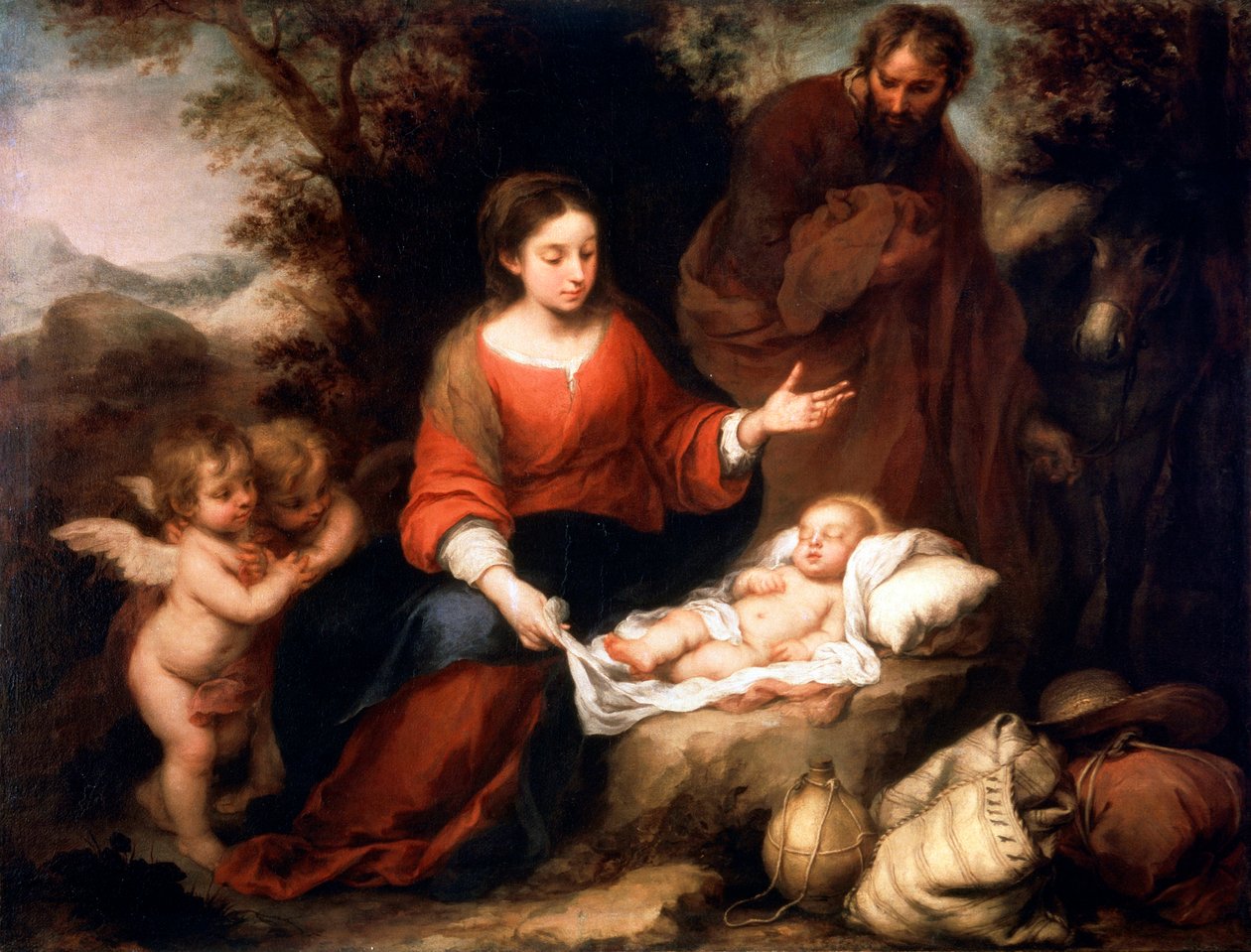 エジプトへの逃避、c1665 作： バルトロメエステバンムリーリョ