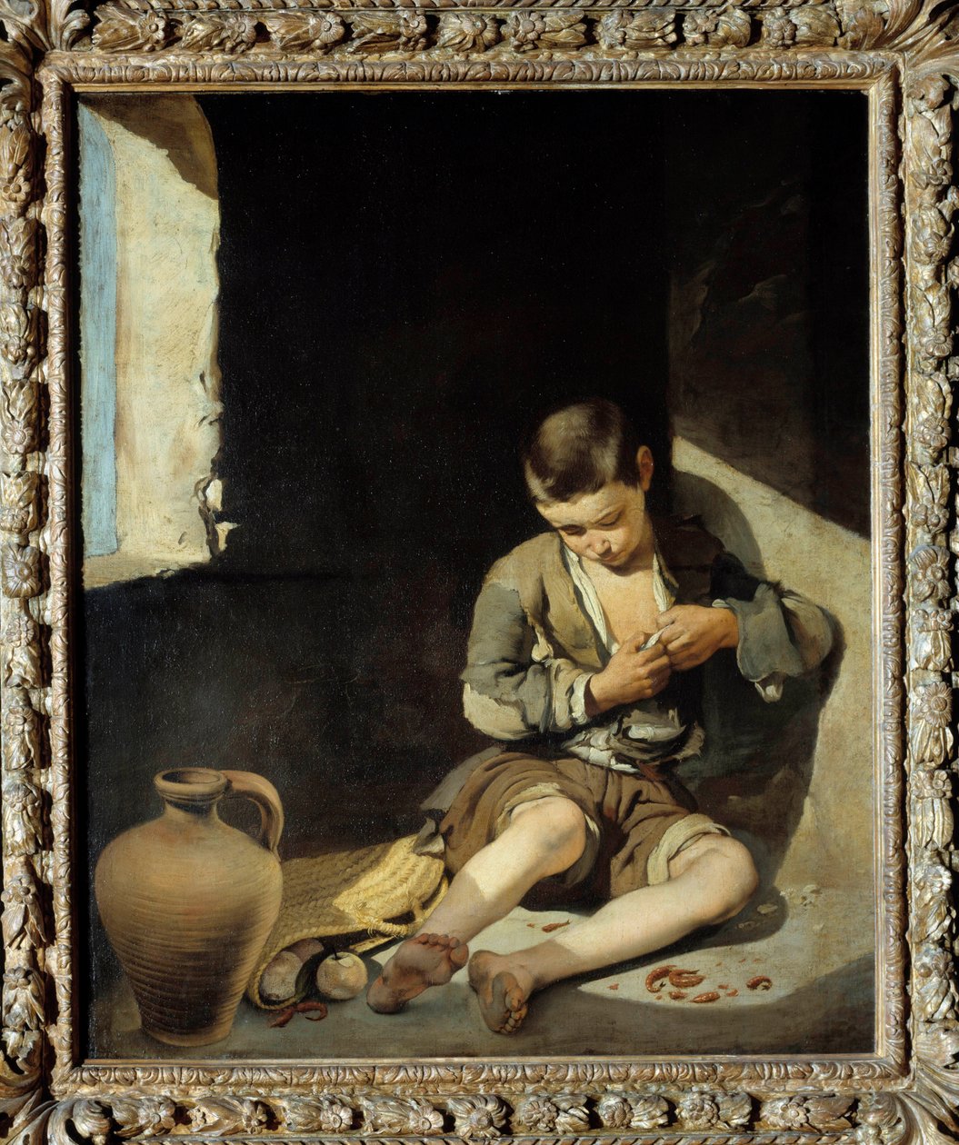若い乞食 絵画 バルトロメ・ムリーリョ（1618-1682） 17世紀 日1,34×1m 作： バルトロメエステバンムリーリョ