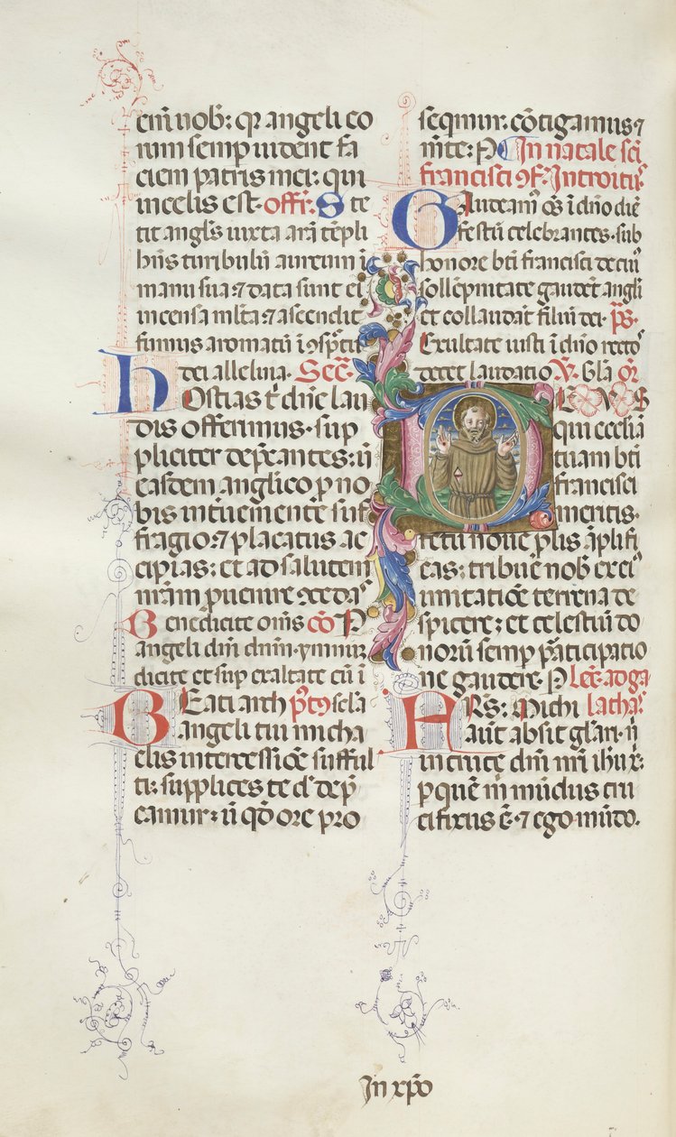 Missale：Fol。 318v：セントフランシス、1469年。 作： バルトロメオ・カポラリ